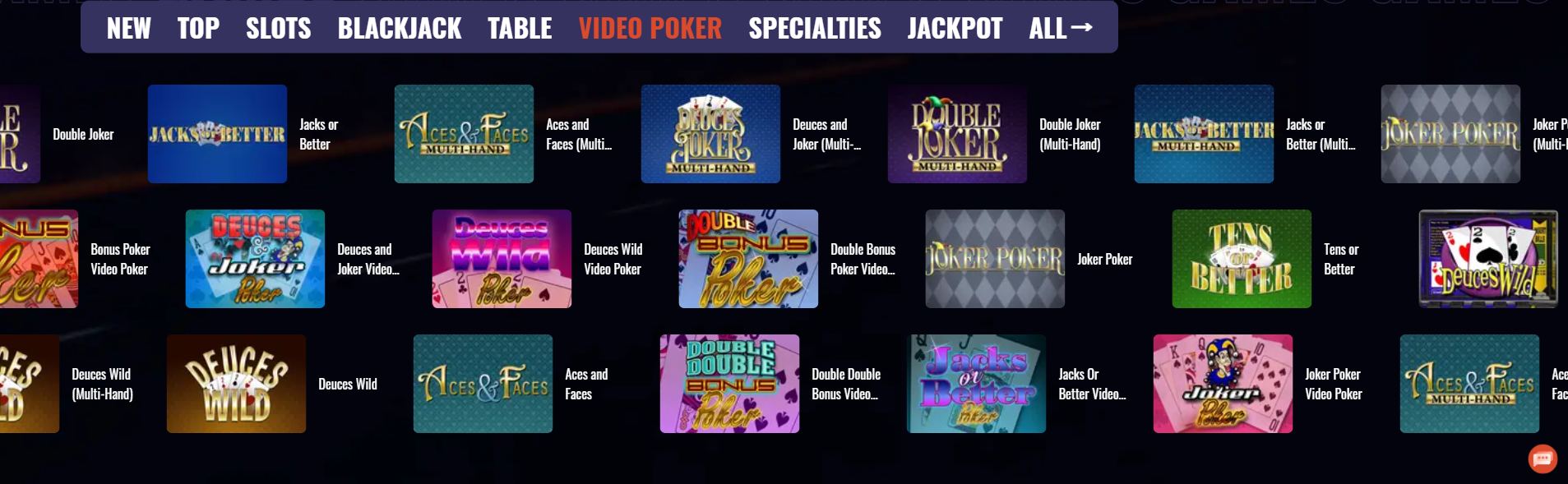HC Video Poker Games Gallery